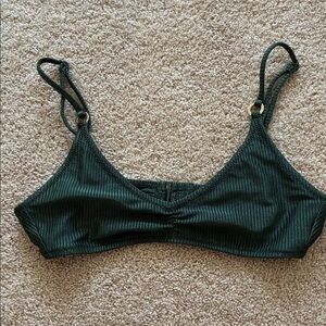 Aerie Babe Shine Rib Scoop Bikini Top Green Size small